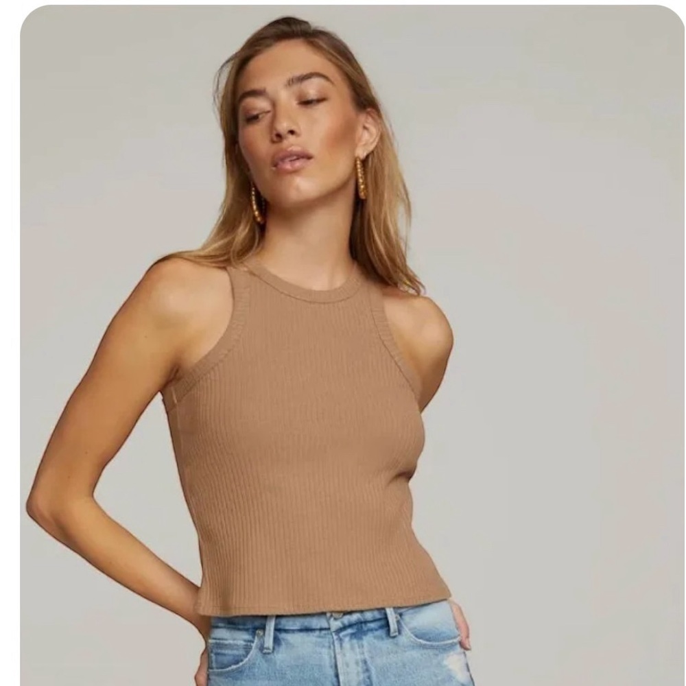 Good American Sleeveless Ribbed Tank Top in Camel, XL, NWT - Picture 4 of 4